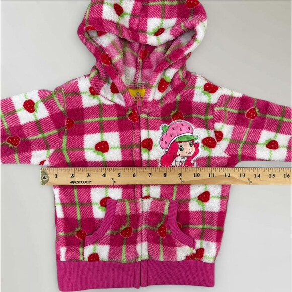 Strawberry Shortcake Girls Jacket Hooded Full Zip Red Hoodie Cartoon Y2K Size 5 - Picture 7 of 9